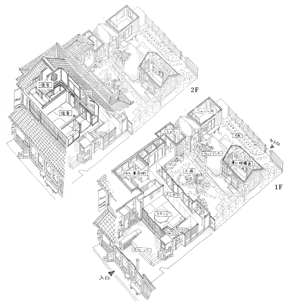 ちゃぶだいの建物内を示す立体見取り図